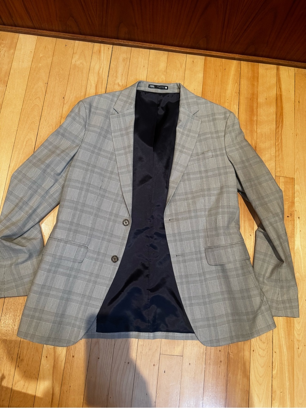 Zara Light Gray Plaid Men's Blazer